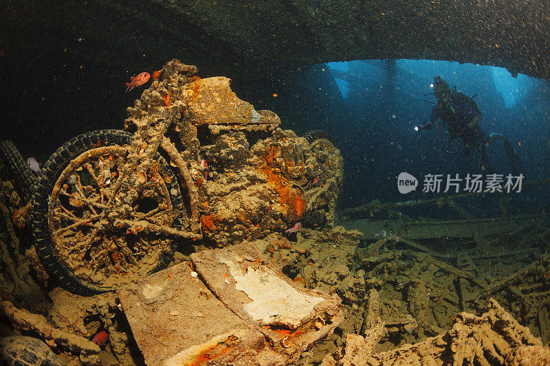 水下沉船潜水SS Thistlegorm BSA M20摩托车